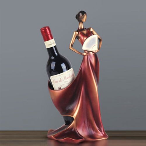 天鹅红酒架摆件欧式葡萄酒瓶架客厅桌餐酒柜装饰品礼物 拿扇美女红