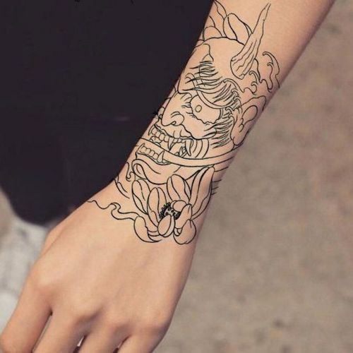 芭雅莲般若纹身贴刹车印防水纹身贴传统般若艺男女逼真花臂小腿手臂