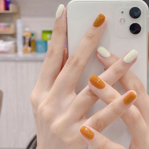 淳贵人指甲贴片夏日简约百搭纯色跳色美甲成品可拆卸