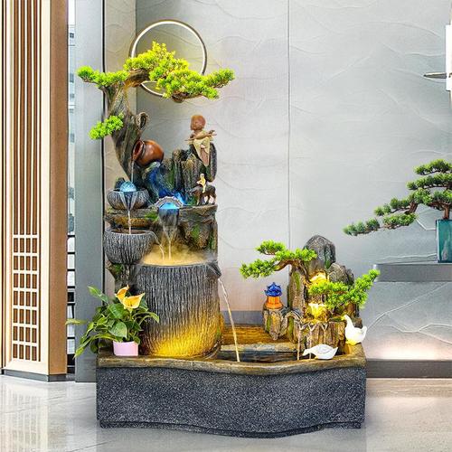 中式禅意流水喷泉客厅招财景观摆件阳台鱼池造景室内假山落地景观