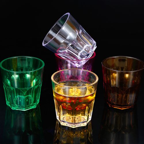 亚克力杯子透明塑料啤酒杯洋酒杯防摔八角杯加厚ktv酒吧餐厅杯子