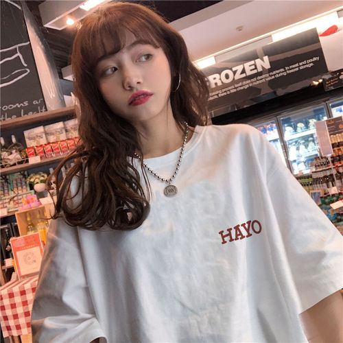 新款女装2021短袖t恤女韩版ins潮宽松学生bf百搭mschf半袖上衣服
