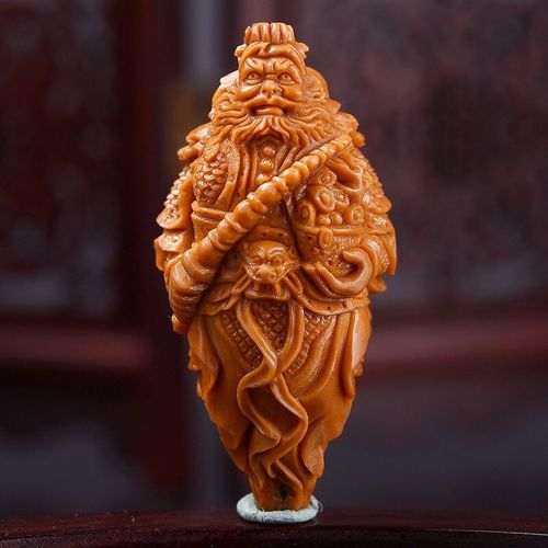 1大籽 文玩橄榄核雕手把件 南工大师顾玉娟  手工雕刻 2.1*4.5cm