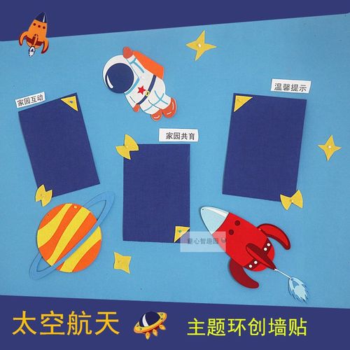 幼儿园太空宇宙环创墙面装饰航天主题墙布置材料板报
