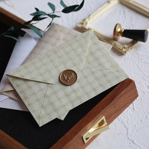 文艺复古信封ins格纹凹凸简约内衬信封信纸情书告白圣诞节信笺套