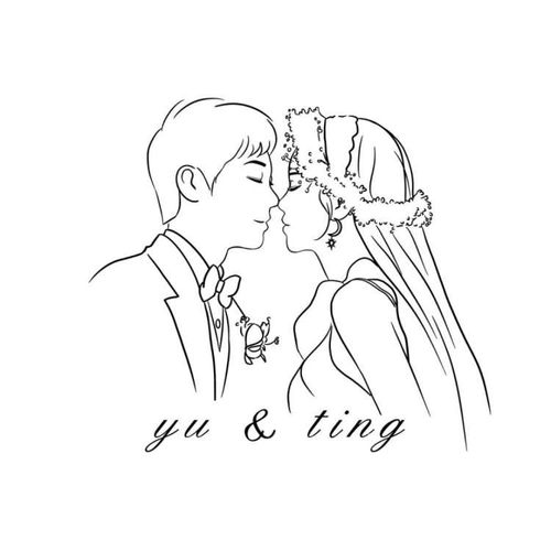 婚礼logo设计个性定制t人物剪影线条简笔画手绘婚纱照