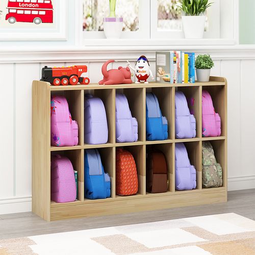 6015幼儿书包柜收纳架幼儿教室实木书包柜整理储物柜培训班区角置