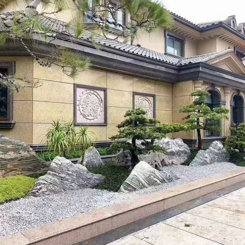 雪浪石切片组合新中式园林庭院景观石天然泰山石造景假山石头摆件