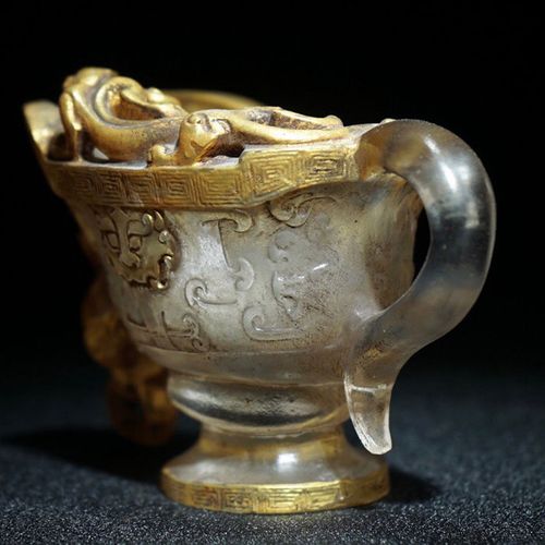 【清代真品】民间古玩古董收藏旧藏古法描金老琉璃摆件杯酒杯