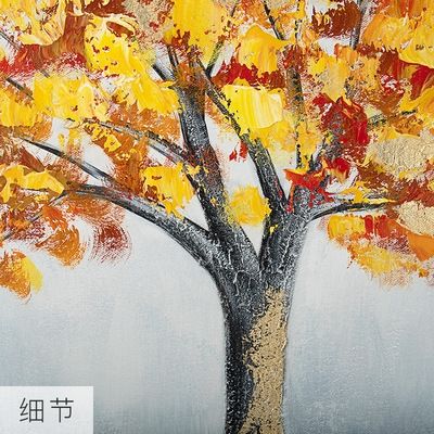 纯手绘油画玄关装饰画餐厅客厅壁画美式风景卧室床y头挂画梧桐树