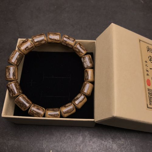 0*1.2稀缺蜡底白花纹老梅鹿竹手串 文艺复古男士斑竹梅鹿竹佛珠