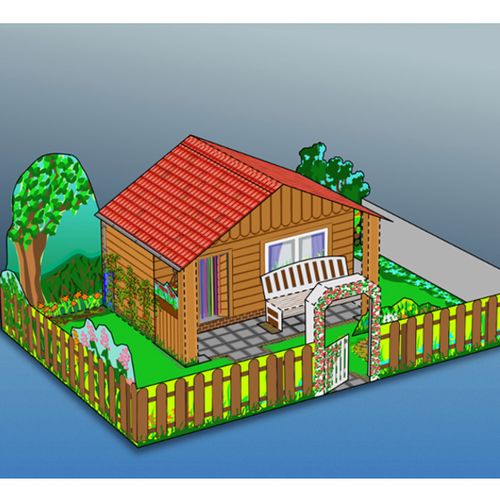 儿童手工折纸diy拼装立体3d纸质模型 花园别墅房屋卡通小房子建筑