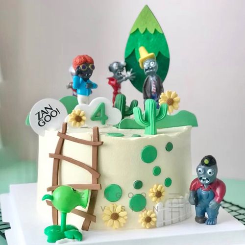 植物大战僵尸游戏儿童卡通生日蛋糕同城配送全国上海北京深圳广州天津