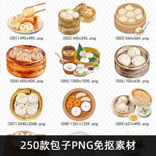 f584包子250款卡通手绘包子小笼包煎包营养早餐店海报png免扣素材