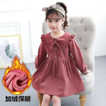 女童秋冬季连衣裙儿童中大童款加绒加厚长袖公主裙适合3-14岁小女孩穿
