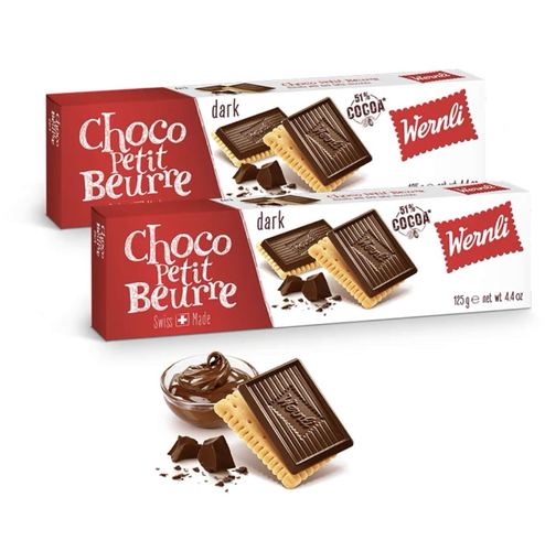 wernli万恩利巧客佩黄油黑巧克力饼干125g×2盒瑞士进口零食早餐