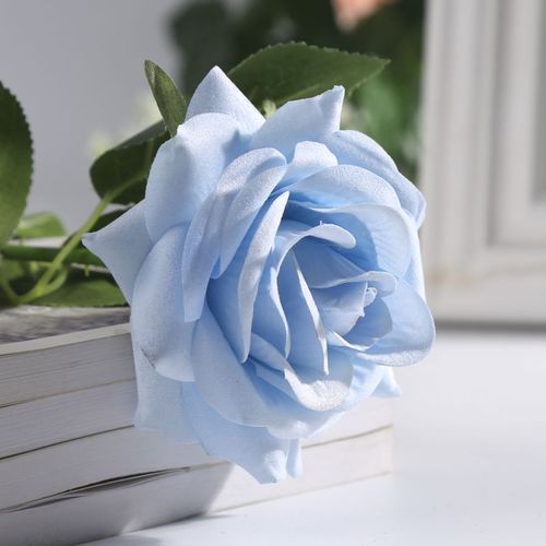 假花家居客厅卧室装饰花室内插花摆件干花北极象 50cm绒布角玫浅蓝色
