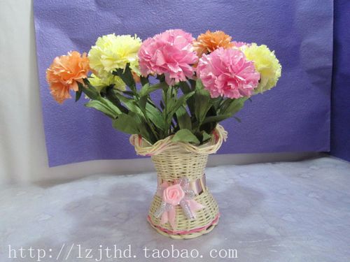 学生手工劳技课作业折纸花成品纸花康乃馨教师节创意礼物手工花