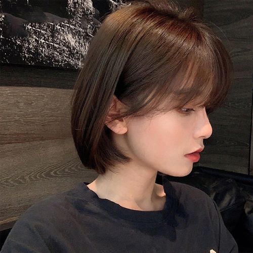 假发女短发波波头空气刘海自然少女真发混发头套式假发女网红发型