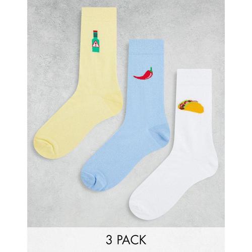 asos男款袜子|design 3 pack ankle socks with spice prints