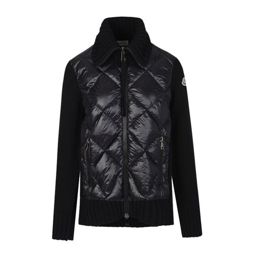 moncler盟可睐女士时尚百搭保暖羊毛羽绒黑色短款开衫