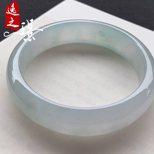 逸之璟 缅甸老坑天然a货翡翠冰种飘花正圈平安镯翡翠手镯56圈口女