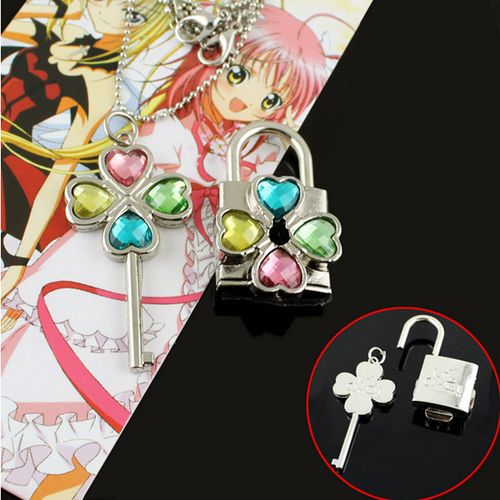 守护甜心同心锁小兰亚梦蛋情侣水晶项链钥匙 锁盒装玩具女生礼物