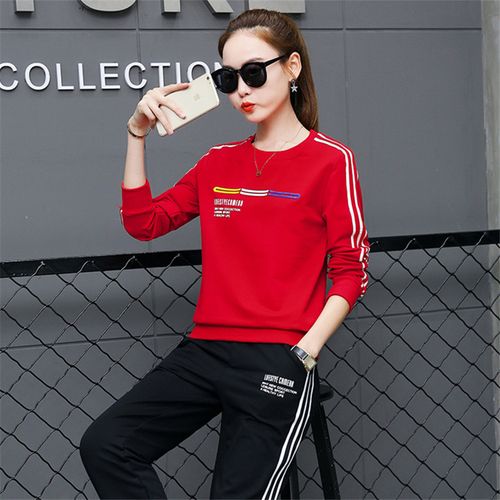 运动套装女2021早秋新款运动服时尚休闲运动装圆领长袖秋季两件套