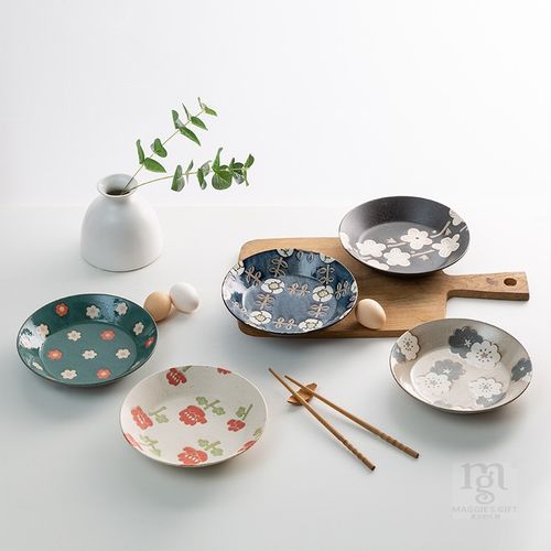 日本进口美浓烧aito碗碟套装家用日式餐具小碗陶瓷盘单个面碗饭碗