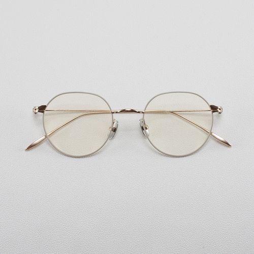 日系超唯美暖色牛奶金超轻7g纯钛小圆框眼镜文艺范气质小脸女.