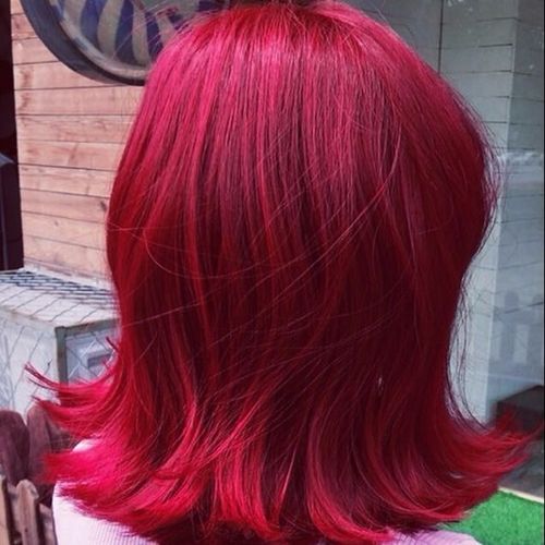 玫红色大红色染发剂染发膏显白潮色网红同款发色挑染挂耳染自己染