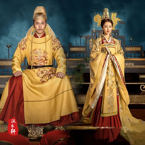 天下皇帝服皇后同款古装男士影楼写真情侣影视龙袍唐朝服长安金色