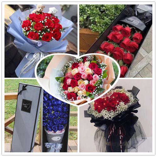 妇女节满天星红玫瑰花束礼盒鲜花速递南京市玄武白下区同城送花店