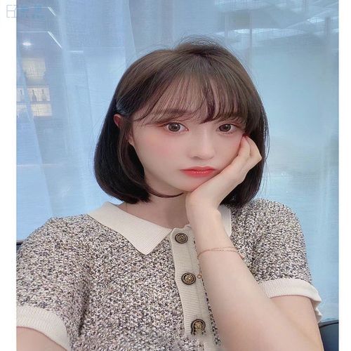 假发女空气刘海全头套真发头顶自然圆脸锁骨中短发波波初恋头发型