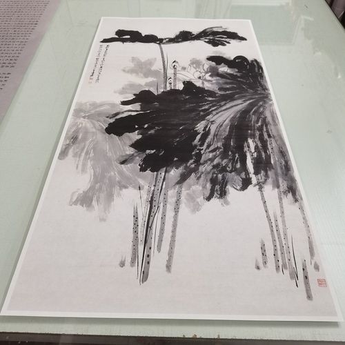 张大千《墨荷图》复古书画水墨花卉国画真迹微喷仿古画芯挂轴装裱