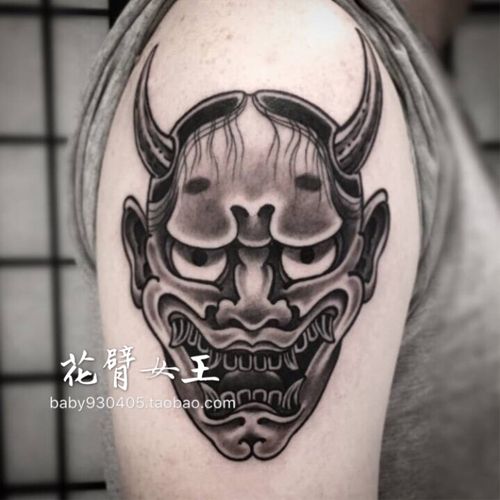 花臂少女tattoo x175 d85 万圣节黑白暗黑班诺般若纹身贴贴纸贴饰