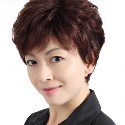 假发女短发真发全真人发丝妈妈女士气质发型自然卷发中老年全头套