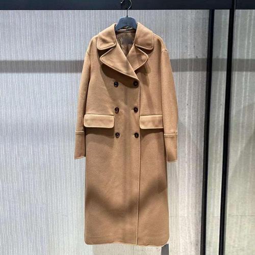 年阿玛施新特国内代购女装2021秋冬新款西装领中长款毛呢大衣外套