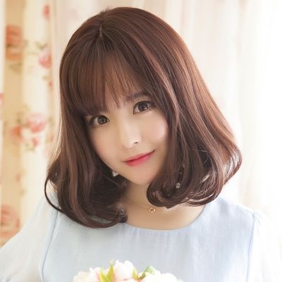 假发女梨花头齐肩短发卷发中分空气刘海烫发头可爱网y