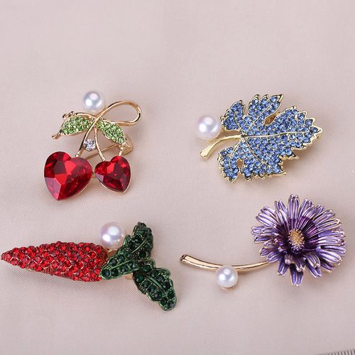 diy手工制作 珍珠胸花 花卉胡萝卜枫叶胸饰空托 胸针服饰配件配件