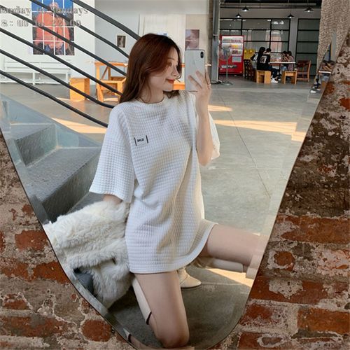 特大码240斤加厚凹凸短袖t恤女胖mm200斤宽松半袖显瘦上衣服ins潮
