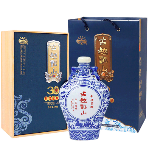 古越龙山 绍兴黄酒 三十年陈千福花雕15度 500ml单瓶礼盒装
