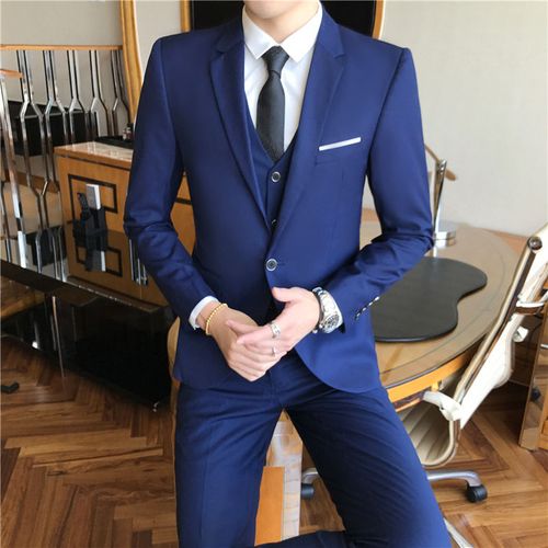 2020年新郎伴郎婚礼服男士正装职业英伦风修身三件套男式西服套装