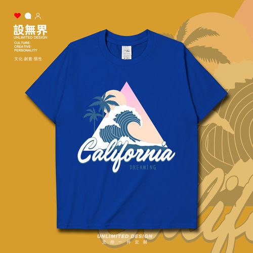 加州california梦幻海景短袖t恤男女ins小清新男装夏衣服 设无界