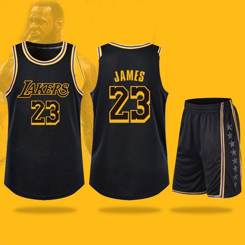 詹姆斯球衣黑金23号篮球服套装男女定制黑曼巴纪念版24号 黑色城市版