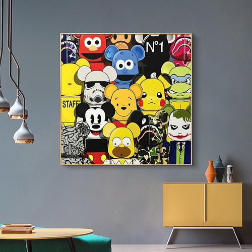 卡通动漫客厅卧室画supreme暴力熊七龙珠联名挂画潮牌潮流装饰画