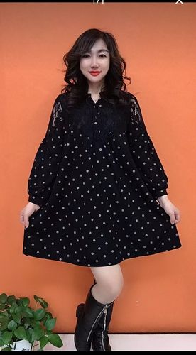 花妹儿的小店y气质时尚v领点点裙907-1