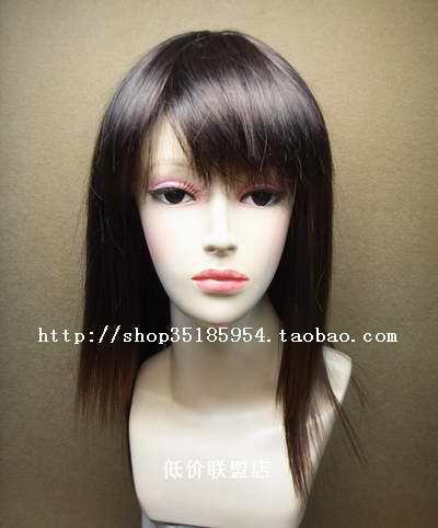 丝萱假发套女头套头发斜刘海层次碎尾中长直发长发哑光高温丝包邮