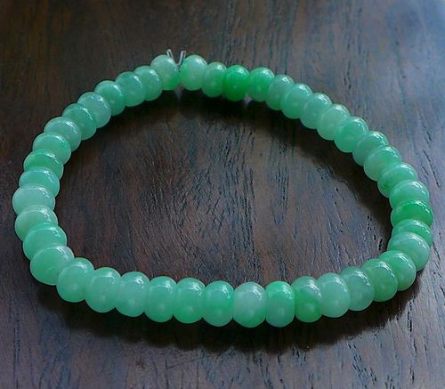 珠宝鉴定证392# 好种浅阳绿冰润细腻起胶算盘珠翡翠手链