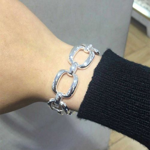 925纯银手链霸气女款中性素银时尚休闲朋克手链大牌